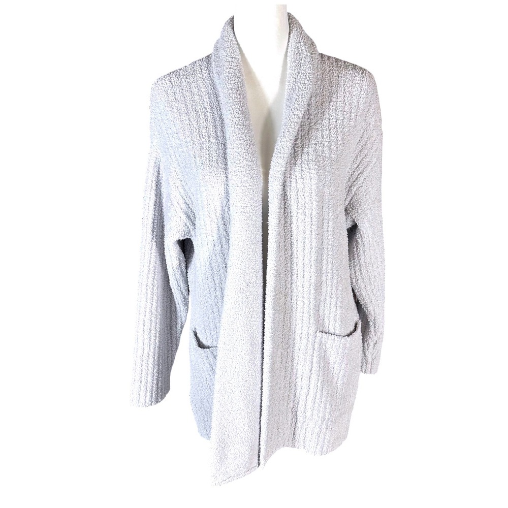 Tommy Bahama Cardigan Women Medium Grey Island Soft Open Front Shawl Pocket
